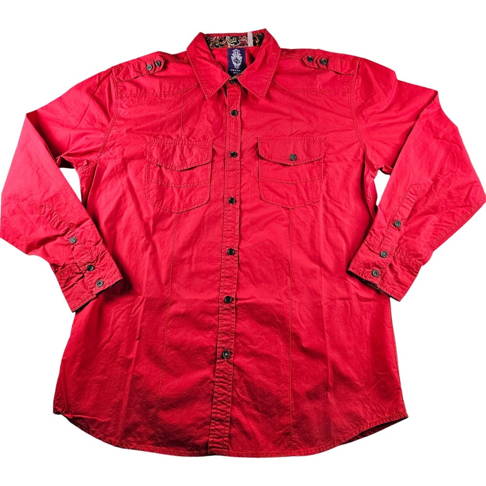 Franky Max Western Eagle Embroidered Shirt Men's Size XL‎ Red Button Up Shirt